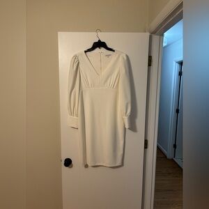 Calvin Klein Long Bishop Sleeve V-Neck Scuba Crepe Sheath Dress